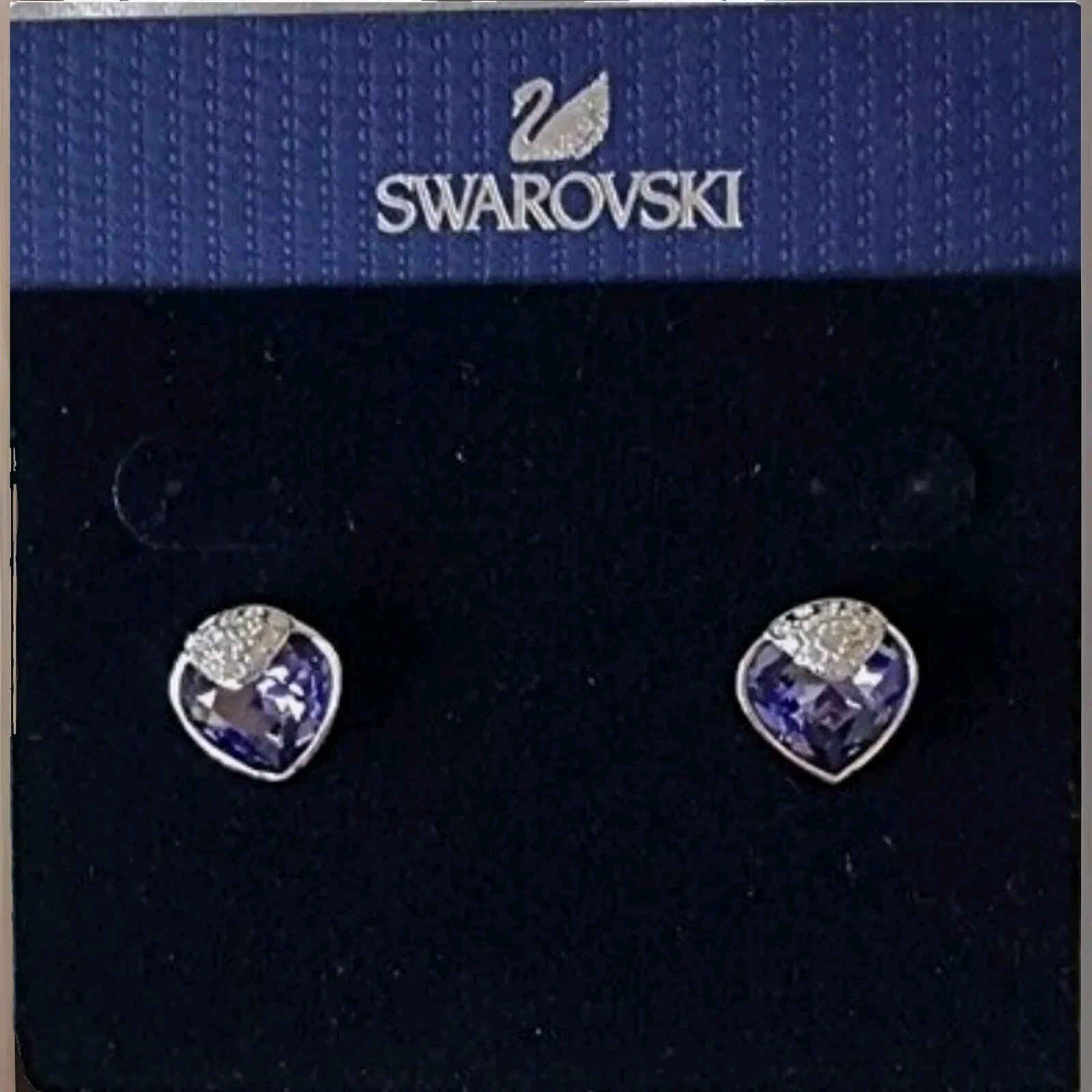Swarovski Oceanic Pierced Earrings Purple Tanzanite Crystal Heart 933608