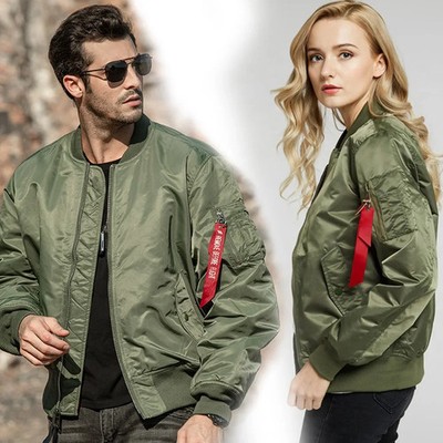 bomber jacket Bomber Jackets Men Casual Solid Zipper Pilot Jacket Green New Slim
