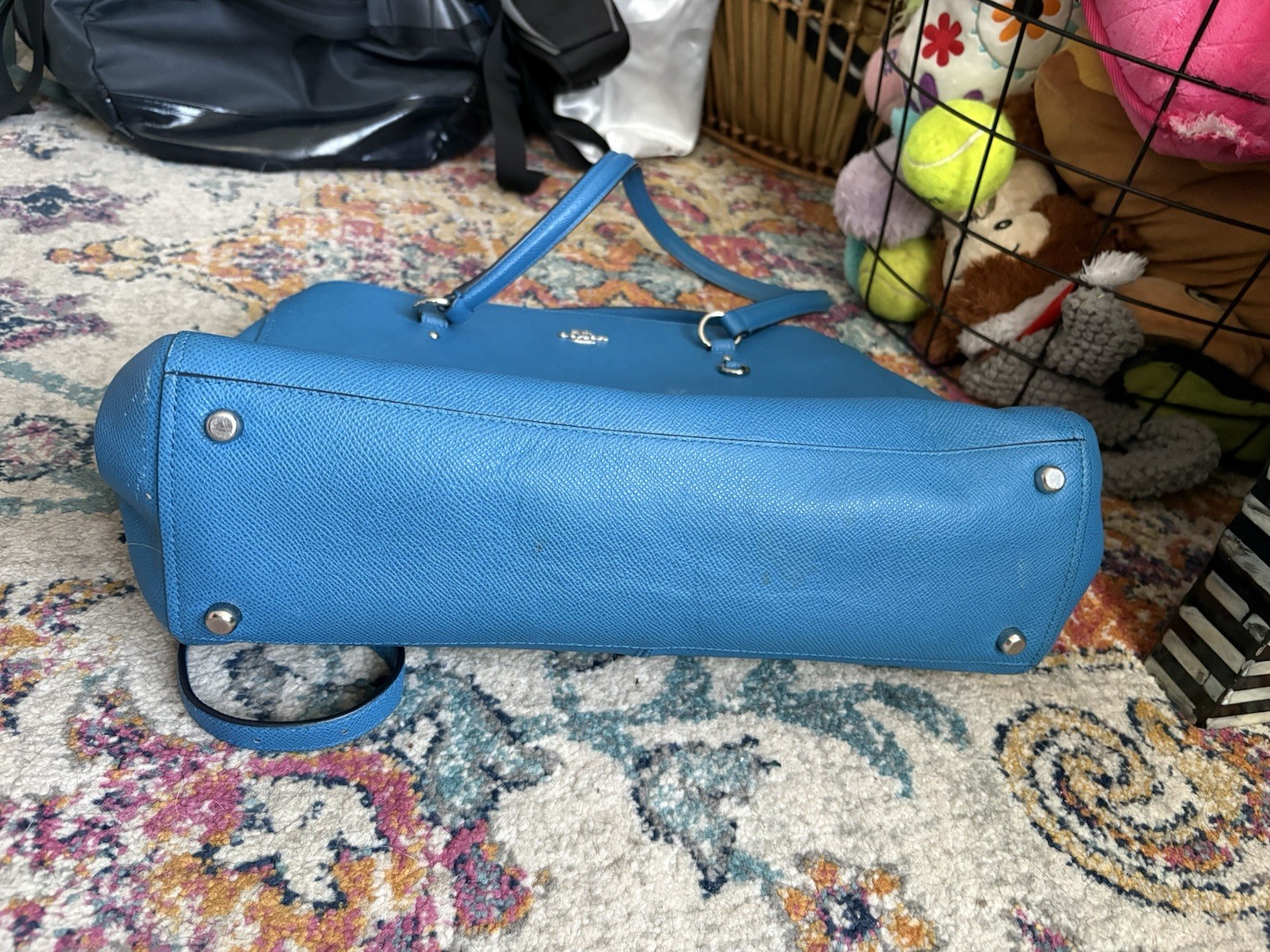 Coach Stanton Carryall in Crossgrain Leather Silver Peacock F36878 thumbnail 2