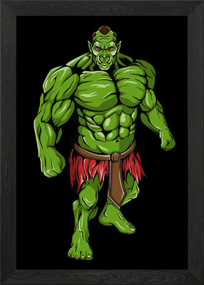 Angry Evil Ork Krieger Gerahmtes Wandbild Poster Leinwanddruck Bild