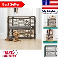 Durable Pressure Mounted Dog Gate: 26-40" Wide, 23" Tall, Fieldstone Gray