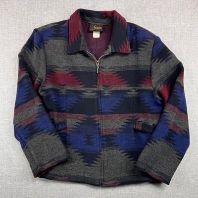 VTG 90s David Paul New York Wool Blend Aztec Jacket Women Large Navajo Western