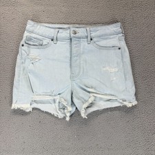 Old Navy Womens High Rise O.G Straight Distressed Denim Shorts Light Blue Size 8