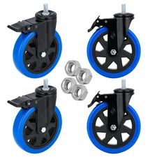 6 Inch Heavy Duty Casters with Dual Locking Brakes, Threaded Stem, 2000 Lbs Load
