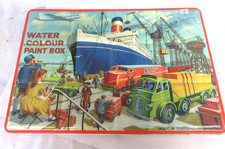 VINTAGE CHILDS PAINT BOX TIN ENGLAND EXC COND USED OVER 90 PC 676