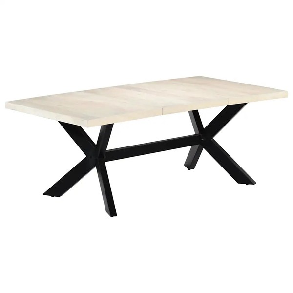 Esstisch Weiß 200X100X75 Cm Massivholz Mango-image