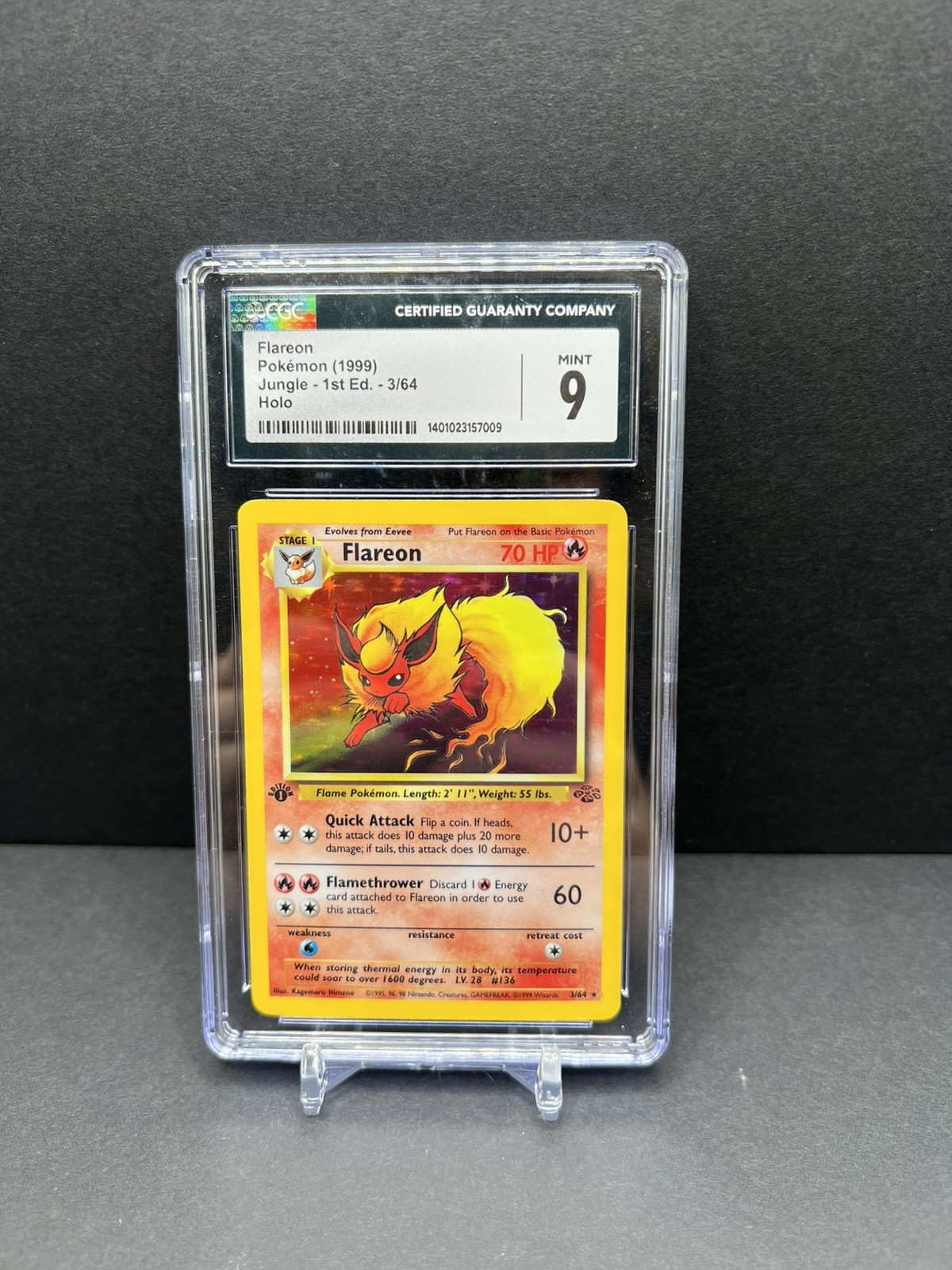 CGC 9 MINT FLAREON 03/64 Jungle 1st Edition Holo - 1999 Pokemon