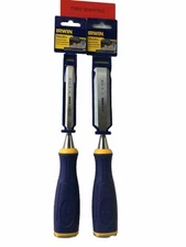 2 Pc Irwin Marples  Wood Chisel W/ Thru Hammer Handles 1/2”,1”