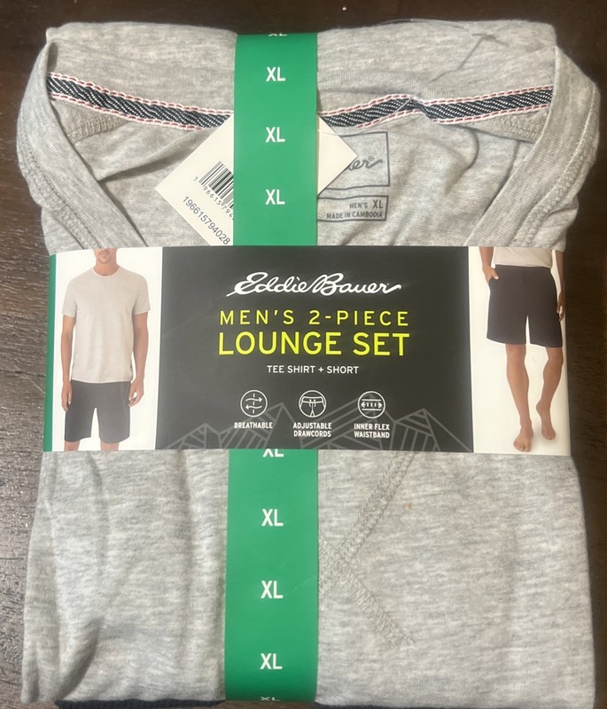 Men's Size XL Eddie Bauer 2-Piece Lounge Set Tee Shirt & Shorts Pajamas