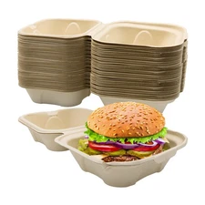 Avant Grub Durable, Grease-Proof 6x6 Clamshell Small To Go Box 100p... Fast Ship