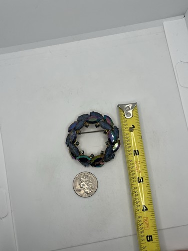 Broche prendedor Alemania Occidental azul marino aurora boreal y diamantes de imitación moldeados tono dorado - Imagen 20 de 20