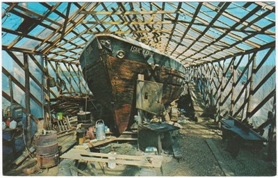 Schooner Isaac H. Evans Postcard Restoration Percy & Small Shipyard Bath Maine