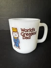 Glasbake VTG World's Greatest Dad Milk Glass Coffee Mug Coffee Tea Father’s Day