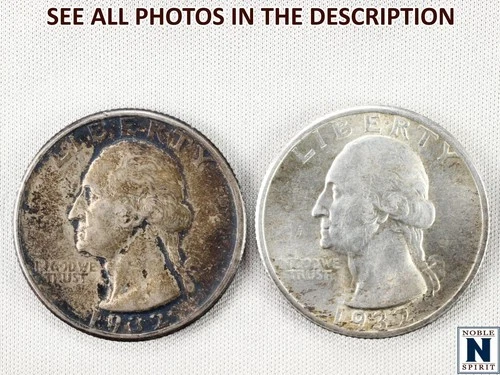 NobleSpirit Desirable 2x 1932 Choice BU Washington Silver Quarter Lot w Toning