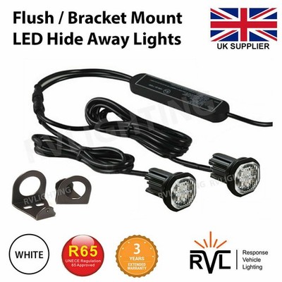 LED WEIß Versteck Lichter Unterputz/Halterung Lichtleiste R65 Recovery Strobe 12V 24V