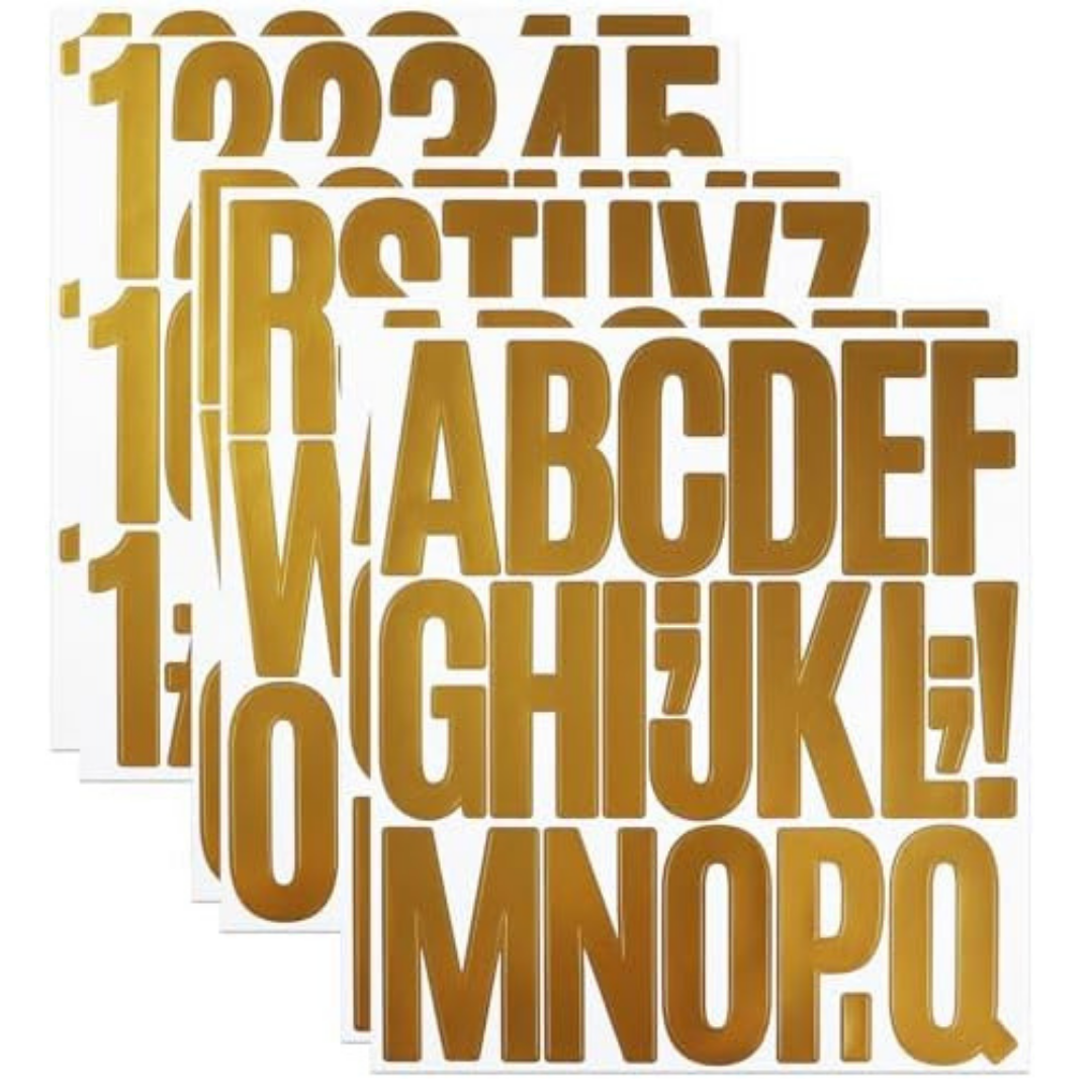 3 INCH STICKY LETTER NUMBER STICKERS, 6 SHEETS STICK ON VINYL LARGE ALPHABET ST