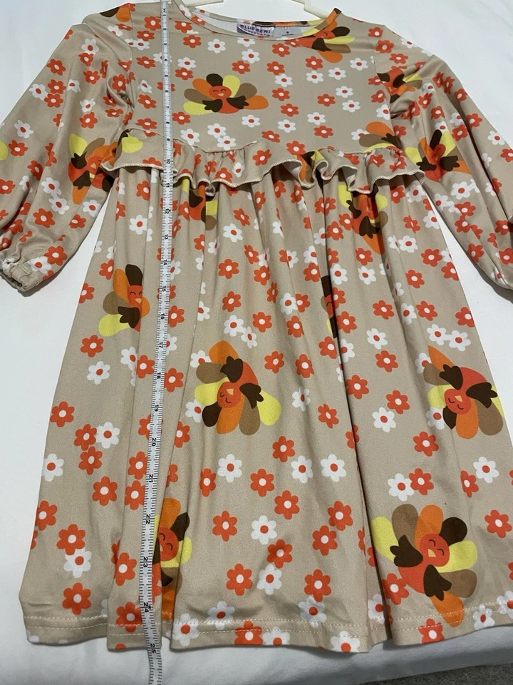 Vestido Pavo Acción de Gracias Blueberi Boulevard Talla 6 Manga Larga Foto 2 de 4