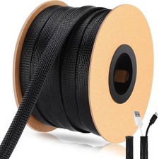 Pangda 150 Feet 3/4 Inch Wire Loom PET Expandable Braided Sleeving Braided Sl...