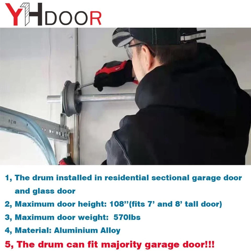 Repuesto de tambores de cable de puerta de garaje de hasta 8 pies de altura 400-8 - Un par (... Foto 3 de 4