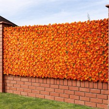 Siepe Artificiale Sintetica 1 x 3 metri Rotolo Anticaduta Rete Foglie Arancio