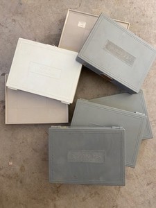 Vintage Gray Plastic Microscope Slide Storage Box holds 100 Glass Slides - Qty 7