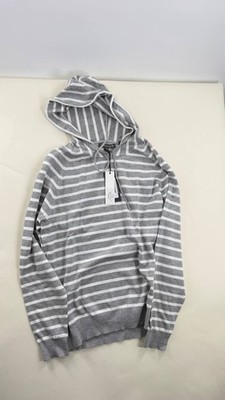 Slate & Stone Striped Hoodie Men s Gray White Pullover Hooded Sweatshirt NWT
