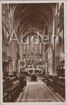 Vintage Echt Foto Postkarte Worcester Kathedrale Chor Innenraum Sepia RPPC