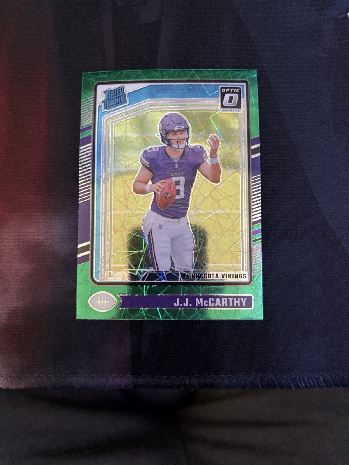 2024 Panini Donruss Optic - Rated Rookie J.J. McCarthy #235 Green Velocity Prizm