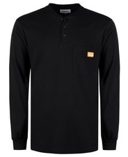 FR Shirts 5.5OZ 100 Cotton Light Weight Flame Resistant Black Henley Shirts