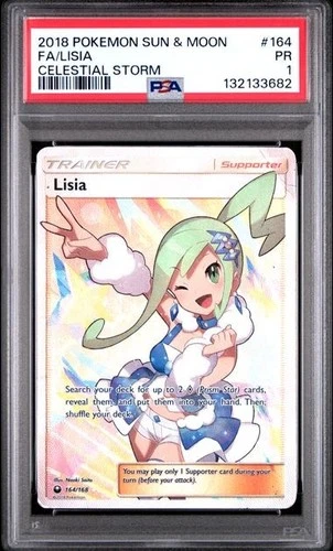 Lisia PSA 1 Full Art Celestial Storm 164/168 2018 Pokemon TCG POP 14