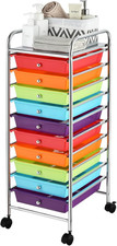Storage Cart - Portable Handles - Rolling Utility Cart with 10 Drawers