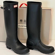 Hunter Original Tall Rain Boots Matte Black Women’s Size 8 – NIB Box
