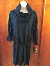 Ladies "AB Studio" Size XL,Teal, Cowl Neck, 3/4 Sleeve, Belted, Sweater Dress
