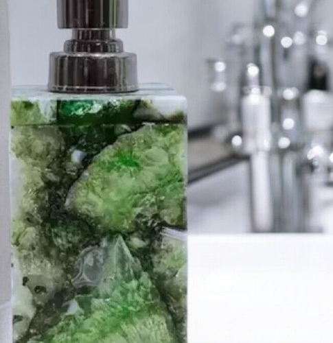 Dispensador de jabón de ágata verde de 5" elegante accesorio de baño para decoración del hogar de lujo - Imagen 3 de 6