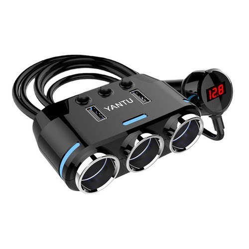 New 12V 3Way Car Cigarette Lighter Socket Splitter USB Charger Y3L4 2 Adap B3Y4 - Zdjęcie 2 z 21