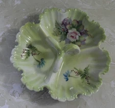 VINTAGE HAND PAINTED LEFTON CHINA ( 3 ) COMPARTMENT CANDY/NUT DISH