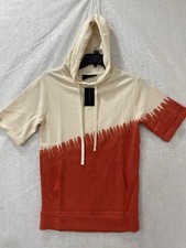 No Boundaries Tie Dye Hoodie Men's XS 30-32 Beige Orange Short Sleeve Pockets