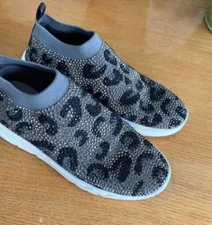 I. N.C. Black and Gray SEQUINS METALLIC slip on SNEAKER SHOES WOMENS- 7.5 M