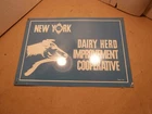 vintage New York  dairy farm sign Herd improvement cooperative, Tin