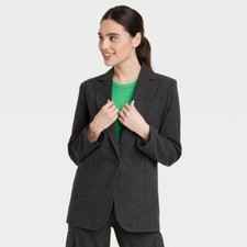 WOMEN'S OVERSIZED XXL CHARCOAL GRAY SUBTLE PLAID BLAZER-A NEW DAY-LIST 38