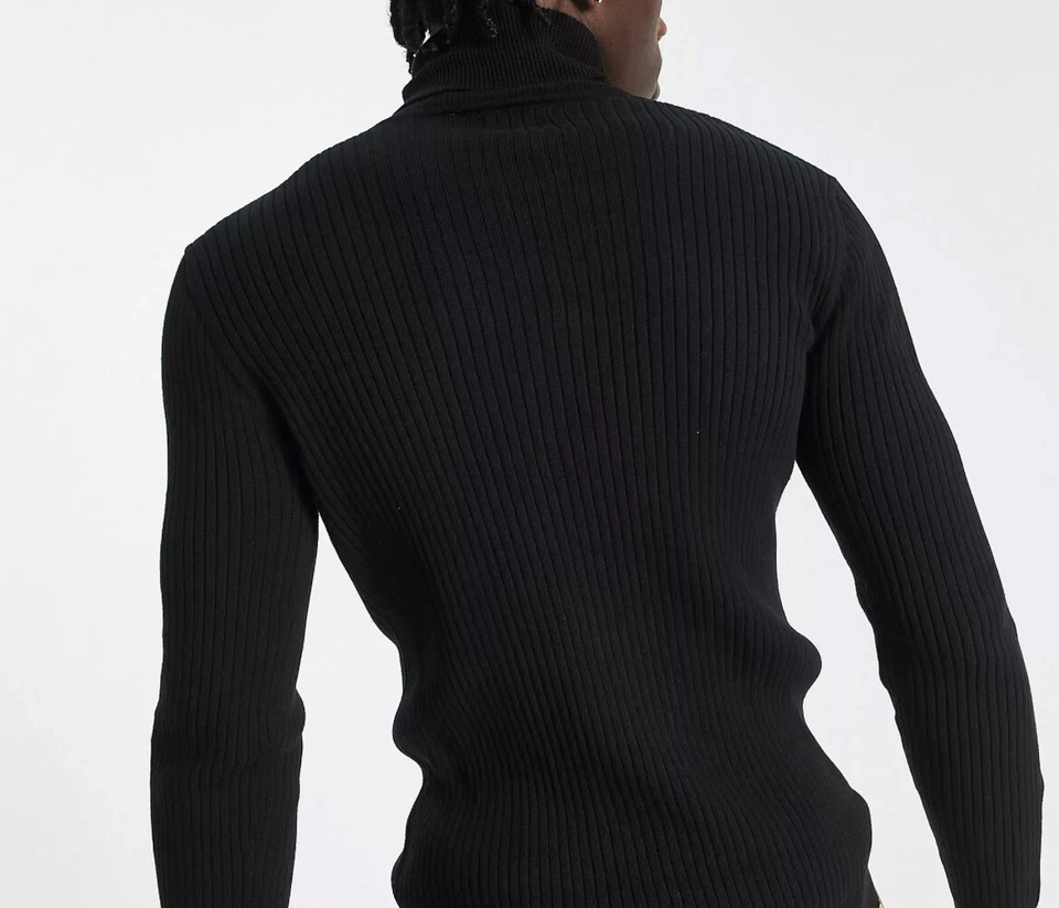 Brave Soul Algodón Acanalado Cuello Redondo Suéter en Negro Nuevo Con Etiquetas Talla:Pequeño Unisex Foto 3 de 4