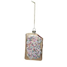 Glass Pop Tart Toaster Pastry Ornament with Beads & Glitter