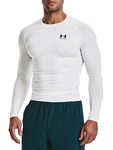 Under Armour Herren HeatGear Langarm-Baselayer-T-Shirt, Weiß