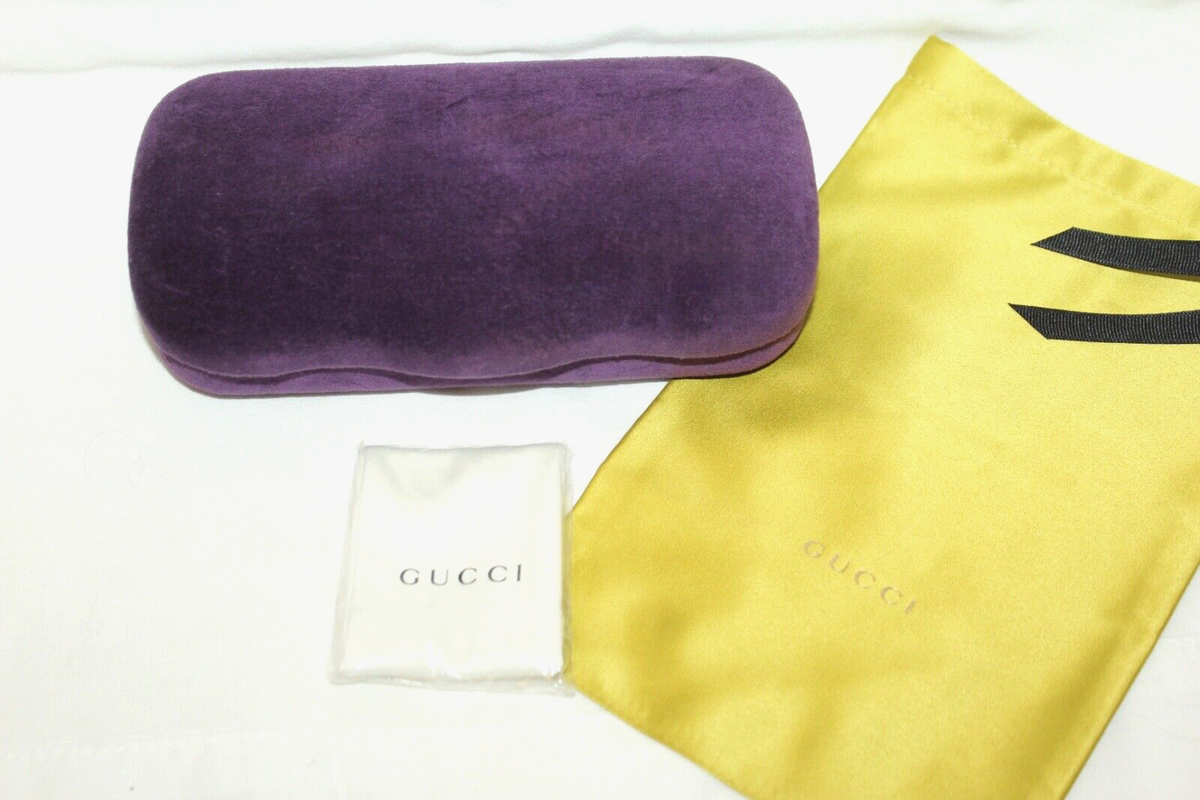 Gucci Purple Eyewear Case with Yellow Interior and Branded Dust Bags GUCCI Velvet Purple Lg Eyeglass/Sunglasses Case W/Cloth  main image 4
