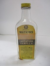 J R Watkins Imitation Vanilla Extract Double Strength Glass Bottle EMPTY