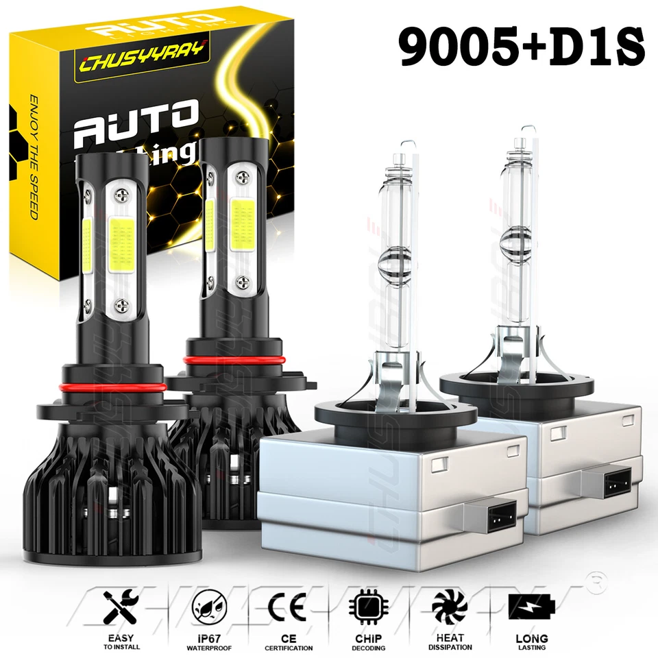 LED HID Headlight High Low Beam Bulbs 9005+D1S 6000K Fit Dodge Viper 2005-2010 - Image 4 of 4