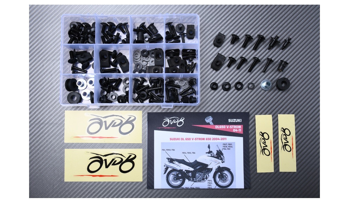 Vis de carénage noir pour Suzuki V-Strom 650 2003-2010 visserie complète