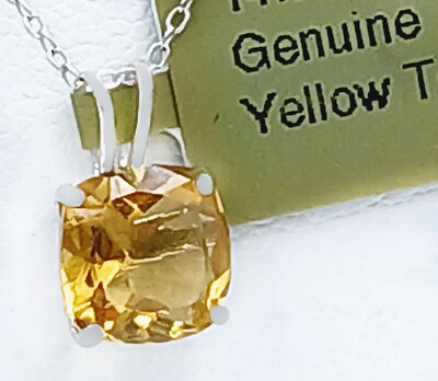 ECHTER 1,85 kt GELBER TOPAS ANHÄNGER 14k WEISSGOLD - kostenlose Bewertung - Neu mit Etikett