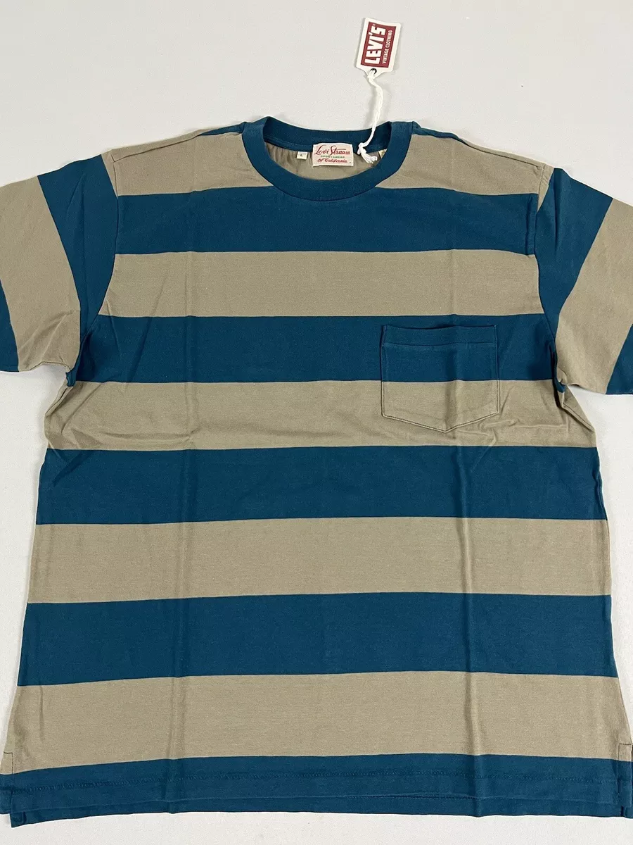 LEVIS VINTAGE CLOTHING LVC 1940'S SPLIT HEM T-SHIRT STRIPE BLUE