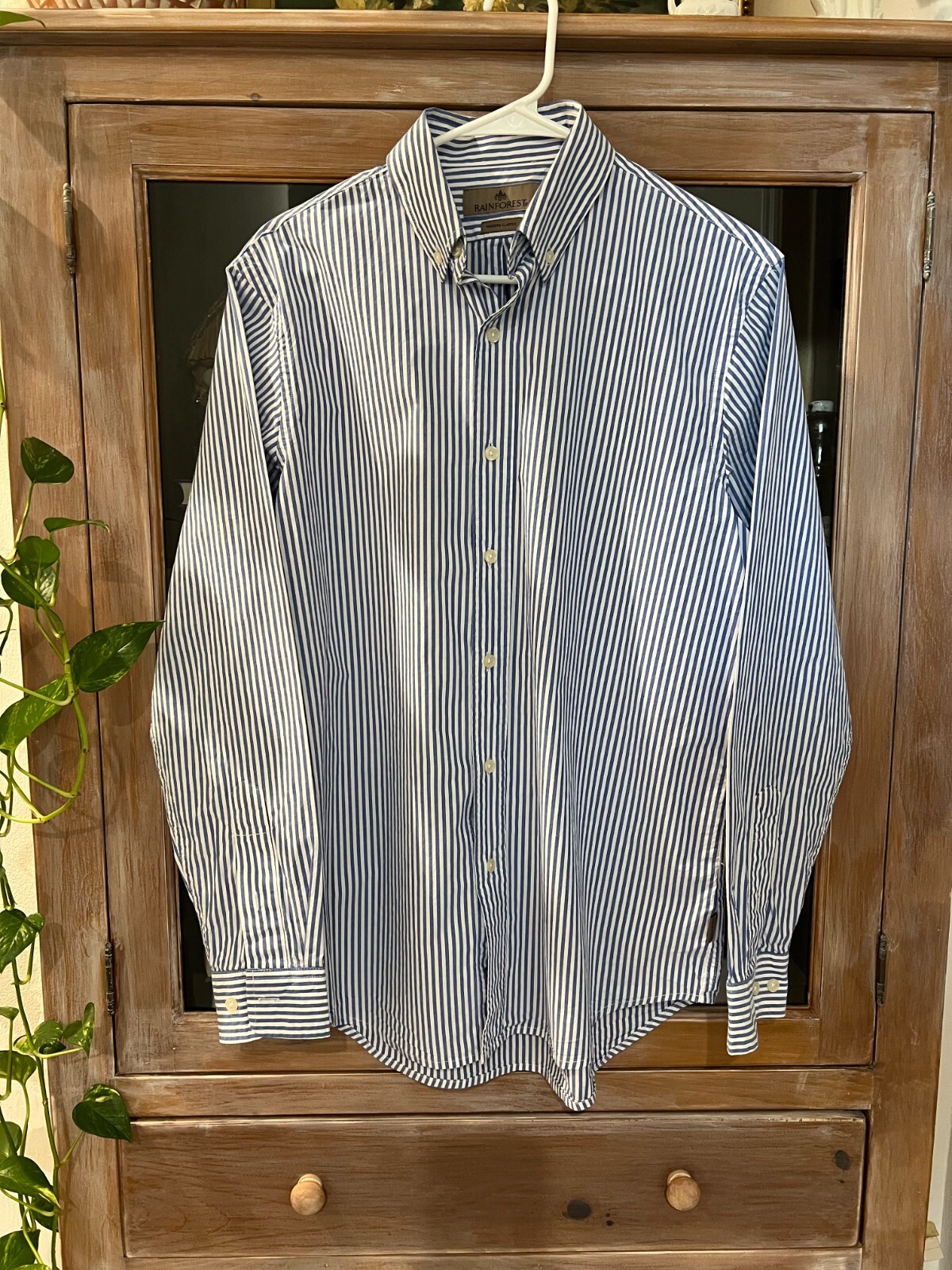 Rainforest button down medium shirt vertical stri… - image 1